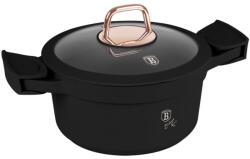 Berlinger Haus Oală cu capac și mânere de silicon detașabile 20 cm, 2.8L - Berlinger Haus Black Rose Collection BH 1456, neagră, cu strat antiaderent cu titan