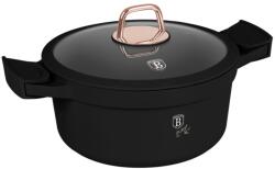 Berlinger Haus Oală cu capac și mânere de silicon detașabile 24 cm, 4.4L - Berlinger Haus Black Rose Collection BH 1457, neagră, strat antiaderent cu titan, pentru gătit sănătos