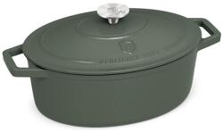 Berlinger Haus Oală din fontă emailată ovală cu capac 30 cm, 4.65L - Berlinger Haus Green Matte Collection BH 6545, verde, ideală pentru cuptor și rețete rustice