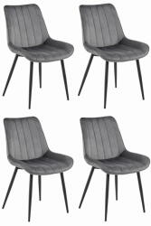 FDY Set Scaune 4 Bucatarie/Dining Kliss Gri Inchis Catifea