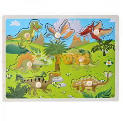 TipTopTOYS Puzzle din lemn încastru Dinozauri A-7002 - 7 piese (A-7002)