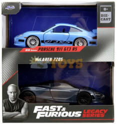 Jada Toys Set 2 mașinuțe metalice Fast & Furious Porsche 911 GT3 RS și McLaren 720S (253202012)