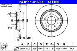 ATE Disc frana spate Mazda 3, 5 ATE 24.0111-0160.1 (24.0111-0160.1)