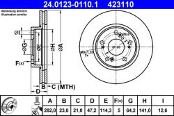ATE Disc frana fata Honda Civic VIII, Fr-V ATE 24.0123-0110.1 (24.0123-0110.1)