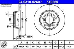 ATE Disc frana PowerDisc Audi A6 C5, Allroad C5 ATE 24.0310-0260.1 (24.0310-0260.1)