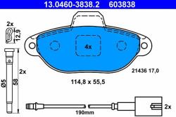 ATE Set placute frana ATE 13.0460-3838.2 (13.0460-3838.2) - fixbox