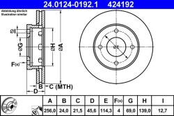 ATE Disc frana fata Mitsubishi Colt VI, Smart Forfour ATE 24.0124-0192.1 (24.0124-0192.1)