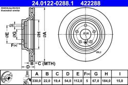 ATE Disc frana spate Mercedes GLE W166/C292, ML W166 ATE 24.0122-0288.1 (24.0122-0288.1)
