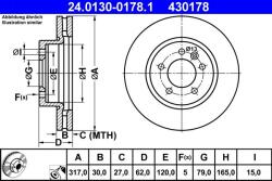ATE Disc frana fata Land Rover Discovery III/IV ATE 24.0130-0178.1 (24.0130-0178.1)