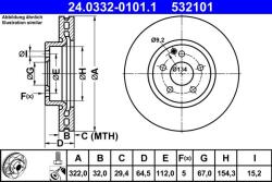 ATE Disc frana fata PowerDisc Mercedes Clasa E W212 ATE 24.0332-0101.1 (24.0332-0101.1)