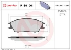 BREMBO Set placute frana BREMBO P 30 001 (P 30 001)