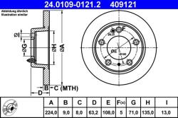 ATE Disc frana spate Citroën XM ATE 24.0109-0121.2 (24.0109-0121.2)