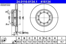 ATE Disc frana spate Ford Transit ATE 24.0116-0134.1 (24.0116-0134.1)