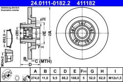 ATE Disc frana spate Renault Kangoo ATE 24.0111-0182.2 (24.0111-0182.2)