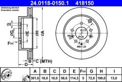 ATE Disc frana spate Mazda Cx-7 ATE 24.0118-0150.1 (24.0118-0150.1)
