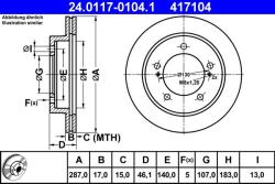 ATE Disc frana fata Suzuki Jimny, Vitara ATE 24.0117-0104.1 (24.0117-0104.1)