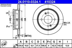 ATE Disc frana spate KIA Picanto I/II, Hyundai I10 I ATE 24.0110-0324.1 (24.0110-0324.1)