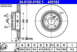 ATE Disc frana spate BMW Seria 7 E38, Seria 8 E31 ATE 24.0120-0182.1 (24.0120-0182.1)