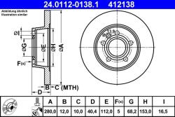 ATE Disc frana spate VW Transporter T4 ATE 24.0112-0138.1 (24.0112-0138.1)
