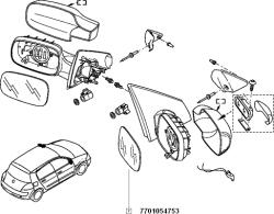 Original Renault Sticla oglinda, oglinda retrovizoare exterioara ORIGINAL RENAULT 7701054753