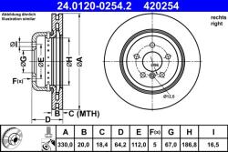 ATE Disc frana compus BMW Seria 5 G30/G31, Seria 3 G20 ATE 24.0120-0254.2 (24.0120-0254.2)