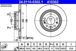 ATE Disc frana Mazda 6, Premacy ATE 24.0110-0302.1 (24.0110-0302.1)