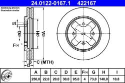 ATE Disc frana fata Nissan Vanette ATE 24.0122-0167.1 (24.0122-0167.1)