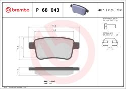 BREMBO Set placute frana BREMBO P 68 043 (P 68 043)