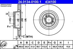 ATE Disc frana fata Audi A8 D3, VW Phaeton ATE 24.0134-0100.1 (24.0134-0100.1)