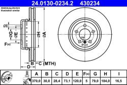 ATE Disc frana fata compus BMW Seria 3 F30, Seria 4 F32 ATE 24.0130-0234.2 (24.0130-0234.2)