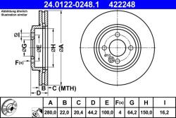 ATE Disc frana fata Mini, Clubman ATE 24.0122-0248.1 (24.0122-0248.1)