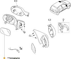 Original Renault Sticla oglinda, oglinda retrovizoare exterioara ORIGINAL RENAULT 7701040426