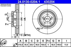 ATE Disc frana fata Subaru Legacy IV, Outback ATE 24.0130-0204.1 (24.0130-0204.1)