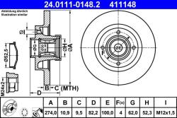 ATE Disc frana Renault Grand Scénic II ATE 24.0111-0148.2 (24.0111-0148.2)