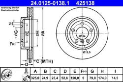 ATE Disc frana fata BMW Seria 3 E46, Z4 E85 ATE 24.0125-0138.1 (24.0125-0138.1)