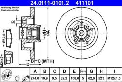 ATE Disc frana spate Renault Laguna II, Grand Scénic II ATE 24.0111-0101.2 (24.0111-0101.2)