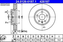 ATE Disc frana ATE 24.0126-0187.1 - fixbox