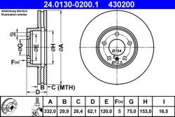 ATE Disc frana BMW X5 F15/E70, X6 F16 ATE 24.0130-0200.1 (24.0130-0200.1)