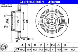 ATE Disc frana spate Land Rover Range Rover III ATE 24.0120-0200.1 (24.0120-0200.1)