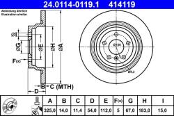 ATE Disc frana spate Mercedes GLE W166/C292, ML W166 ATE 24.0114-0119.1 (24.0114-0119.1)