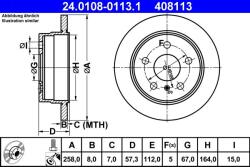 ATE Disc frana spate Mercedes Clasa A W169 ATE 24.0108-0113.1 (24.0108-0113.1)