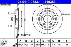 ATE Disc frana spate Hyundai I30, KIA Cee' d ATE 24.0110-0383.1 (24.0110-0383.1)