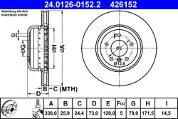 ATE Disc frana fata compus BMW Seria 1 E82/E88 ATE 24.0126-0152.2 (24.0126-0152.2)