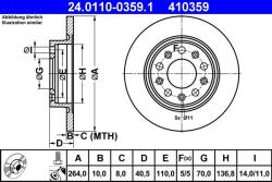 ATE Disc frana spate Alfa Romeo Giulietta ATE 24.0110-0359.1 (24.0110-0359.1)