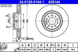 ATE Disc frana ATE 24.0128-0144.1 - fixbox