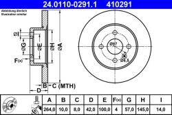 ATE Disc frana spate Opel Combo, Corsa C ATE 24.0110-0291.1 (24.0110-0291.1)