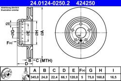 ATE Disc frana spate compus BMW Seria 1 F20/F21 ATE 24.0124-0250.2 (24.0124-0250.2)