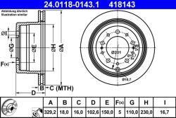 ATE Disc frana spate Toyota Land Cruiser 100, Lexus LX ATE 24.0118-0143.1 (24.0118-0143.1)
