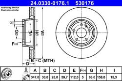 ATE Disc frana fata PowerDisc Audi A6 C6, A6 Allroad C6 ATE 24.0330-0176.1 (24.0330-0176.1)