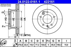 ATE Disc frana Mercedes Sprinter, VW LT 28-46 II ATE 24.0122-0161.1 (24.0122-0161.1)